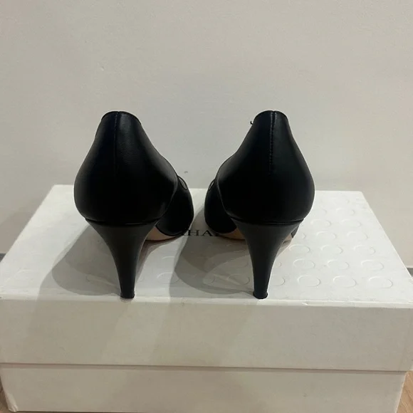 KHAITE Black Iconic River Leather Heels 37.5 7.5 - Picture 4 of 5